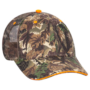 Otto Camouflage 6 Panel Low Pro Mesh Back Trucker Hat - Cotton Blend Sandwich Visor Camo Cap - 106-752 -