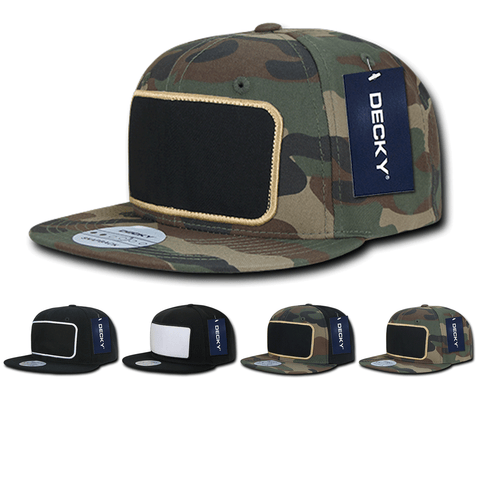 Decky 1096 Patch Snapback Hat, 6 Panel Flat Bill Cap
