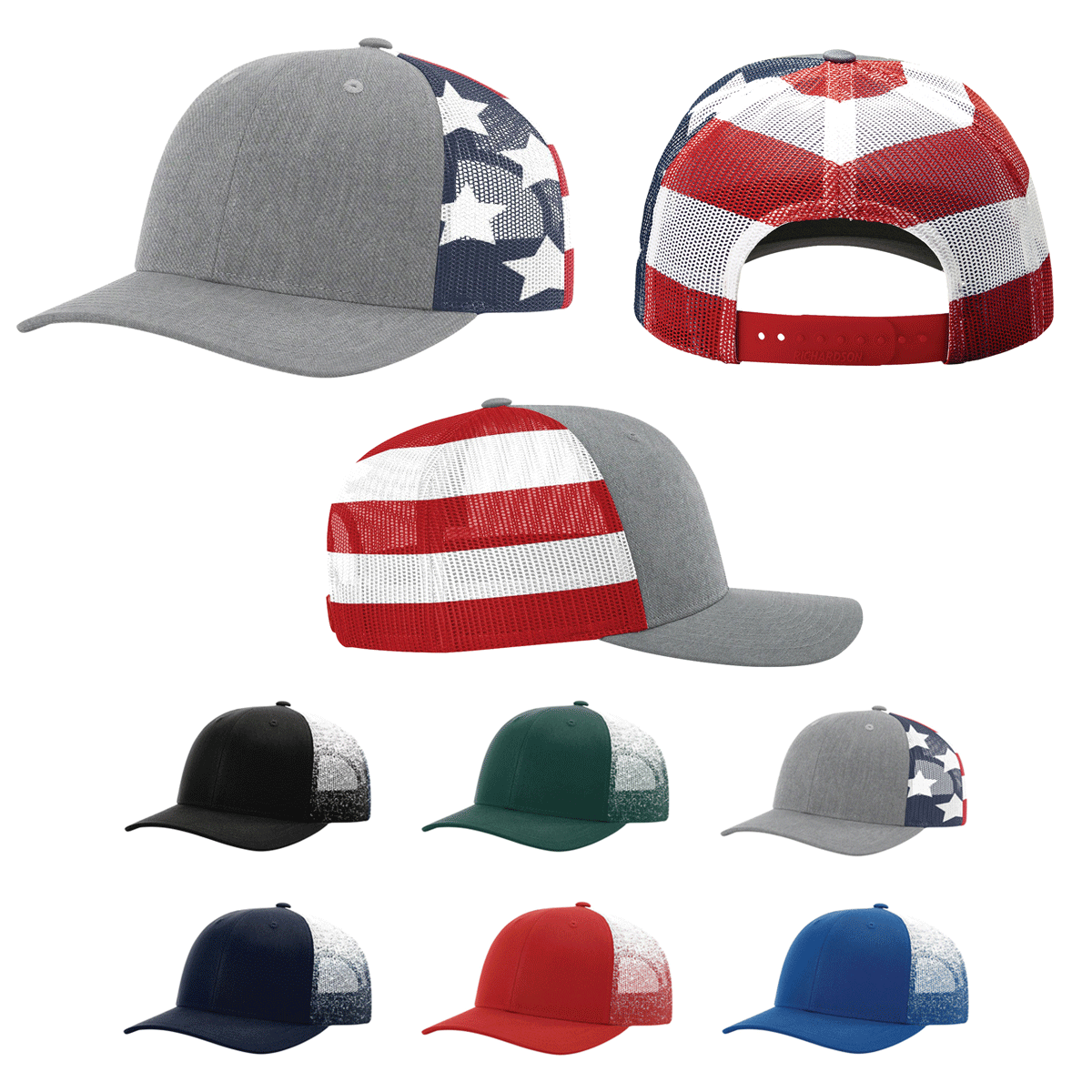Richardson 112PM Printed Mesh Back Trucker Cap, Snapback Hat – The