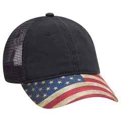 Otto 6 Panel Low Pro Mesh Back Trucker Cap, USA Flag Hat, America - 121-1281 -