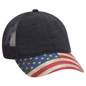 Otto 6 Panel Low Pro Mesh Back Trucker Cap, USA Flag Hat, America - 121-1281 -