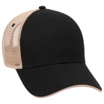 Otto 6 Panel Low Pro Mesh Back Trucker Hat, Cotton Flipped Edge Visor, Sandwich Bill Cap - 122-945