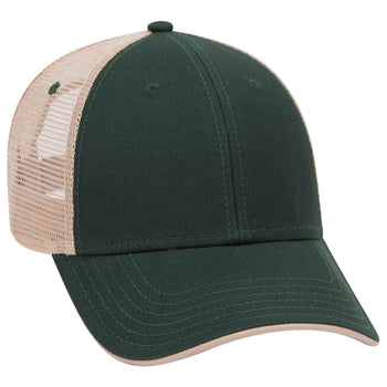 Otto 6 Panel Low Pro Mesh Back Trucker Hat, Cotton Flipped Edge Visor, Sandwich Bill Cap - 122-945