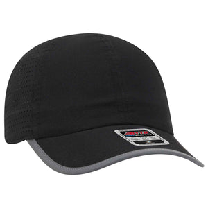 Otto Reflective 6 Panel Running, Sport Hat, Polyester Perforated Back w/ Reflective Trim Visor - 133-1258 -