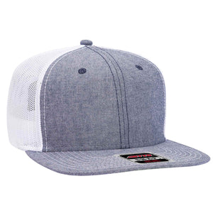Otto 141-1070 6 Panel Mid Profile Mesh Back Trucker Cap, Snapback Flat Bill Hat -
