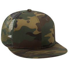 Otto Camouflage 6 Panel Mid Pro, Mesh Back Trucker Snapback Hat, Camo Flat Bill Cap - 153-1120 -