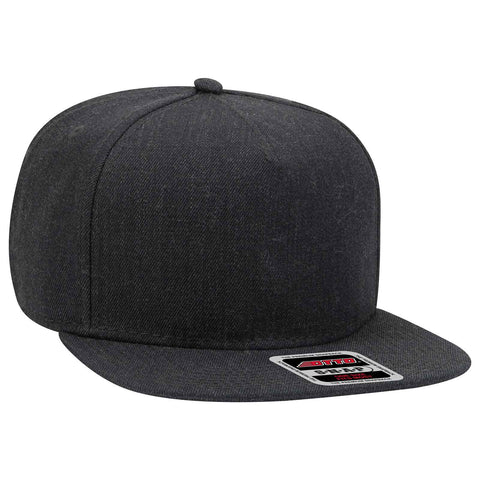 Otto 5 Panel Mid Pro Snapback Hat, Wool Blend Flat Bill Cap - 158-1176
