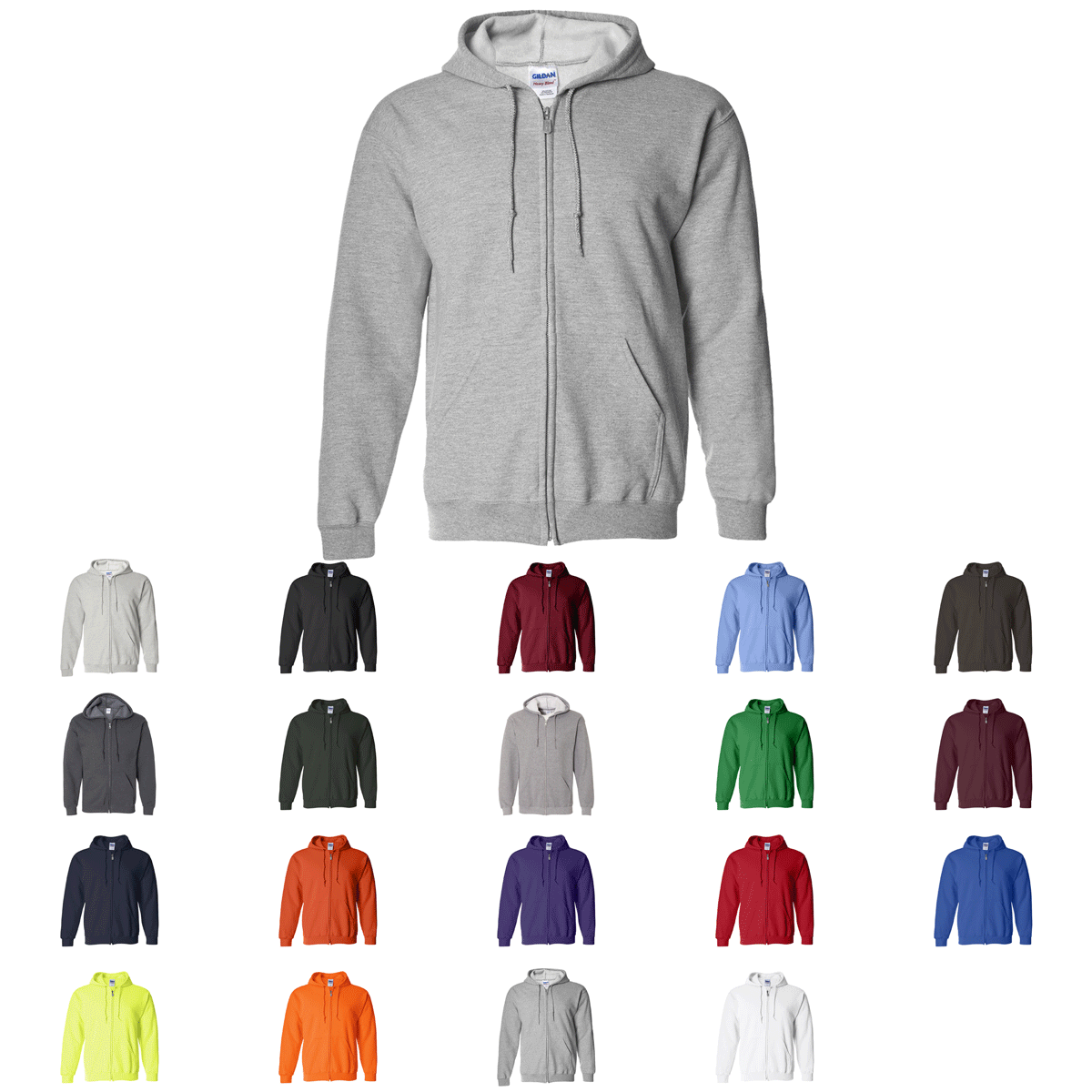 Gildan 18600 G186 Heavy Blend Full-Zip Hooded Sweatshirt Hoodie
