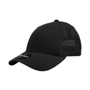 Decky 214 - 6 Panel Low Profile Structured Cotton Trucker Hat, Mesh Golf Cap -
