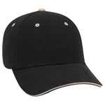 Otto 6 Panel Low Pro Baseball Cap, Brushed Cotton Twill Sandwich Visor Hat - 23-370
