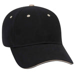 Otto 6 Panel Low Profile Baseball Cap, Brushed Cotton Twill Sandwich Visor Hat - 23-430