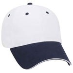 Otto 6 Panel Low Profile Baseball Cap, Brushed Cotton Twill Sandwich Visor Hat - 23-430