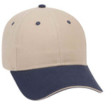 Otto 6 Panel Low Profile Baseball Cap, Brushed Cotton Twill Sandwich Visor Hat - 23-430