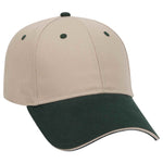 Otto 6 Panel Low Profile Baseball Cap, Brushed Cotton Twill Sandwich Visor Hat - 23-430