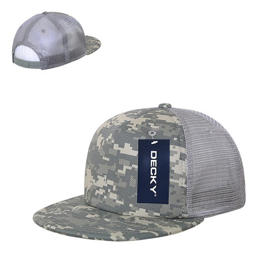 Decky 254 Panel Camo Foam Trucker Hat, Flat Bill Camouflage