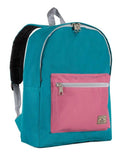 Everest Backpack Book Bag - Back to School Basic Color Block Style Dark Teal/Marsala