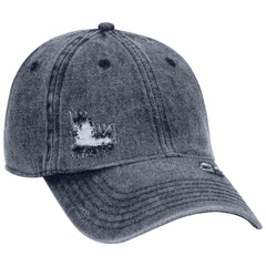 Otto 6 Panel Low Profile Dad Hat, Snow Washed Distressed Denim Cap - 104-1250 -