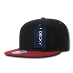 Decky 351 - Blank 2-Tone Snapback Hat, 6 Panel Flat Bill Cap