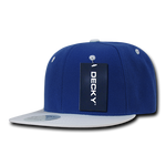 Decky 351 - Blank 2-Tone Snapback Hat, 6 Panel Flat Bill Cap