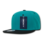 Decky 351 - Blank 2-Tone Snapback Hat, 6 Panel Flat Bill Cap
