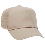 Otto 5 Panel Mid Pro Mesh Back Trucker Hat, Cotton Blend Twill Rope Cap - 39-071