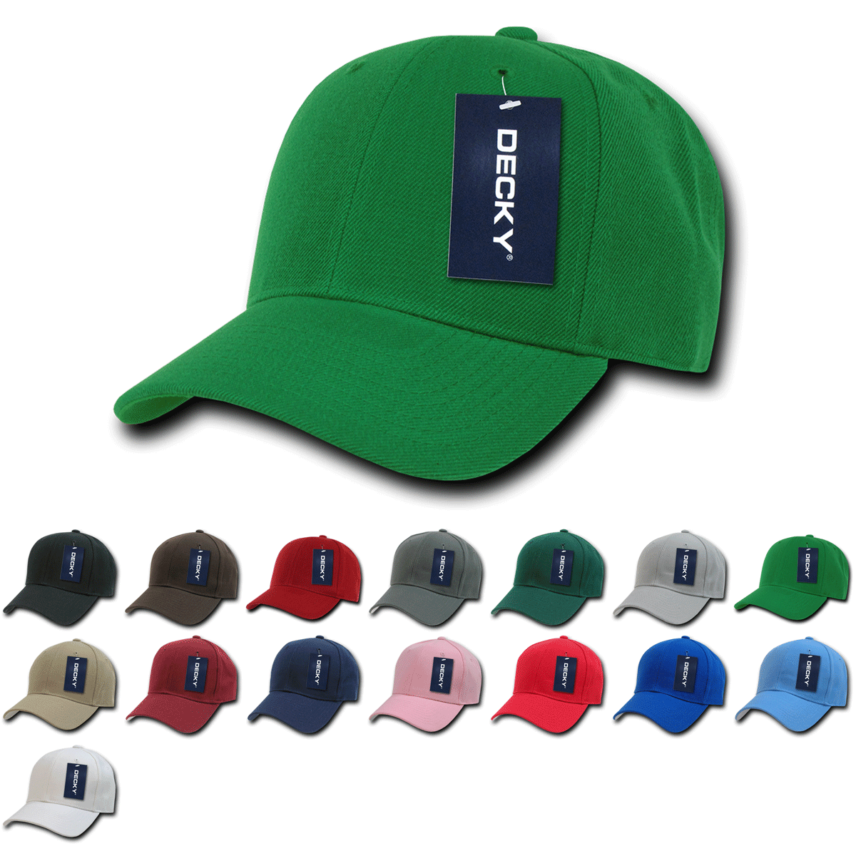 DECKY Fitted Baseball Cap - 12 Colors, Size 7 3/8, Acrylic Material