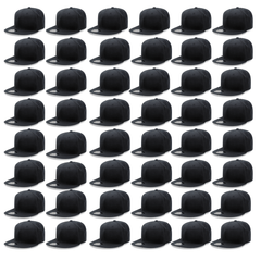 48 Pack Wholesale Bulk Snapback Hats, Blank Vintage Snapback Flat Bill Caps - Decky 4803 -