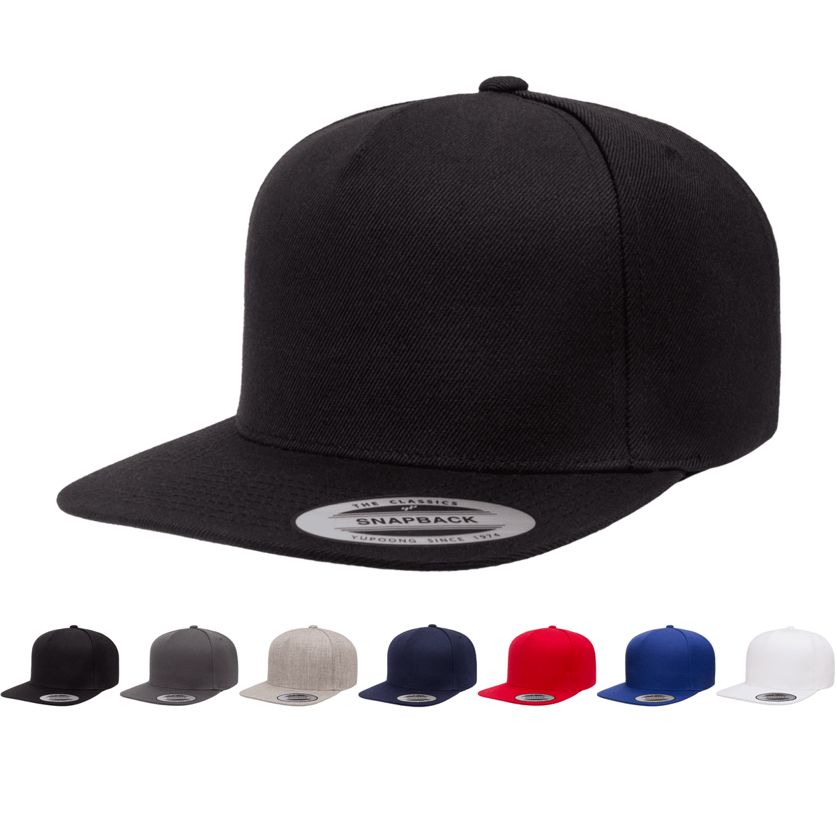 Yupoong 5089M Premium 5 Panel Snapback Hat Flat Bill Cap YP