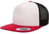 Yupoong 6005FW Foam Trucker Mesh Snapback Hat, Flat Bill Cap - White Front