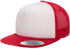 Yupoong 6005FW Foam Trucker Mesh Snapback Hat, Flat Bill Cap - White Front