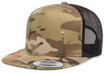 Yupoong 6006MC MultiCam® Camo Trucker Snapback Hat, Flat Bill Cap with Mesh Back - YP Classics®