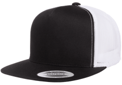 Yupoong 6006T Classic Trucker Snapback Hat, Flat Bill Cap with Mesh Back, 2-Tone Colors - YP Classics® -