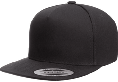 Yupoong 6007 5-Panel Cotton Twill Snapback Hat, Flat Bill Cap - YP Classics® -