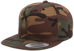 Yupoong 6089CM Premium Camo Snapback Hat, Flat Bill Cap, Camouflage - YP Classics® -