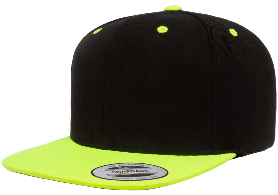 Yupoong 6089MT Premium Snapback Hat, Cap, Flat YP Wholesale 2-Tone Bill Colors - The Park –