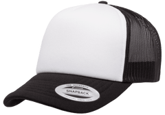 Yupoong 6320W Curved Foam Trucker Hat, Mesh Baseball Cap - White Front -