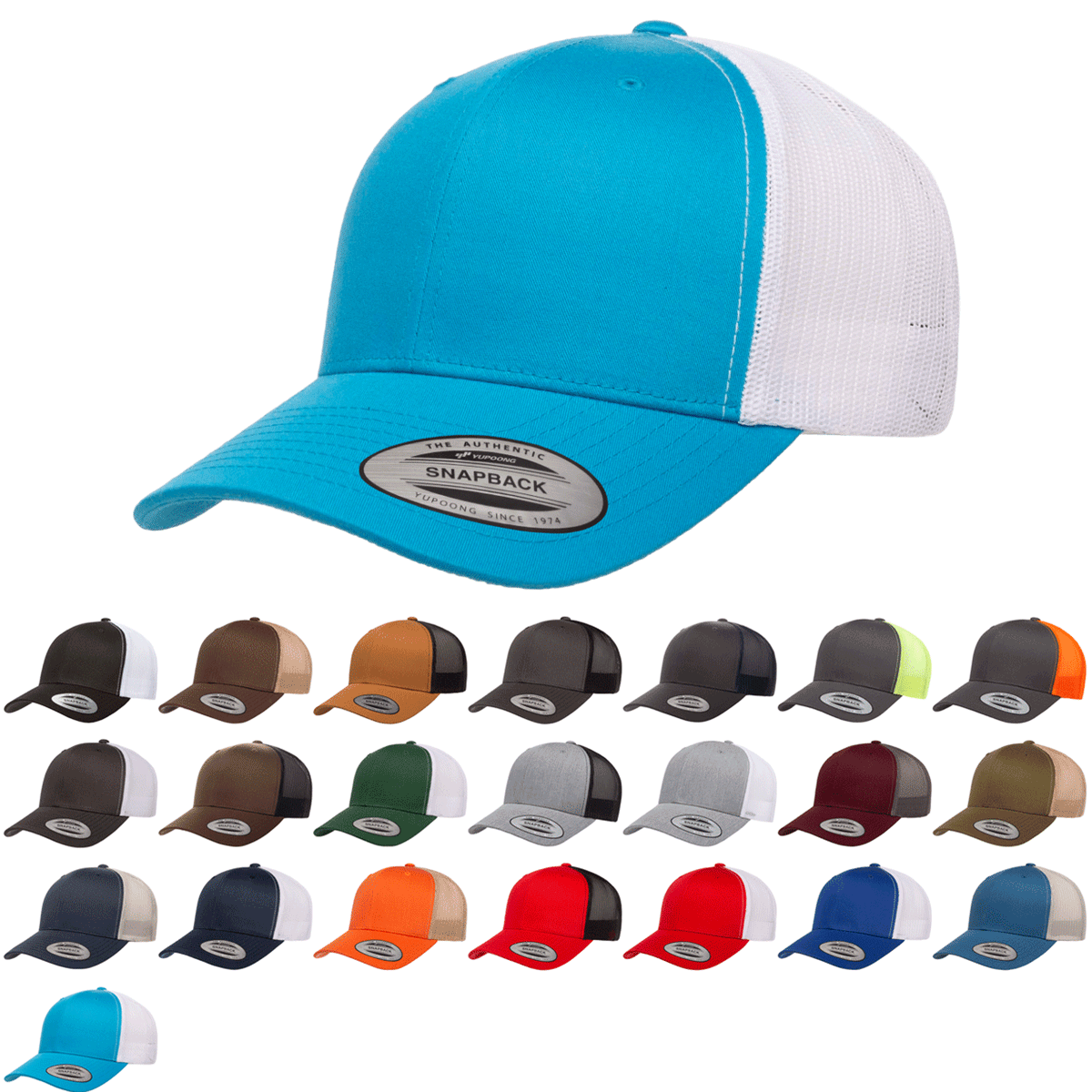 Yupoong 6606T Retro Trucker Hat, Baseball Cap with Mesh Back, 2 Yupoong 6606T Retro Trucker Hat, Baseball Cap with Mesh Back, 2