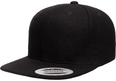 Yupoong 6689 Melton Wool Snapback Hat, Flat Bill Cap -