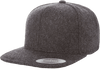 Yupoong 6689 Melton Wool Snapback Hat, Flat Bill Cap