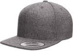 Yupoong 6689 Melton Wool Snapback Hat, Flat Bill Cap