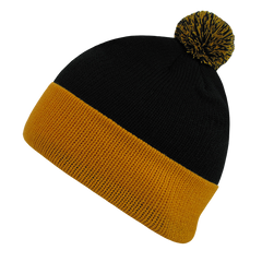 Decky 687 2-Tone Athletic Pom Pom Beanie Knit Cap -