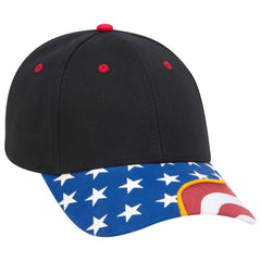 Otto 6 Panel Low Profile Baseball Cap, USA, American Flag w/ Yellow Ribbon Visor, Brushed Cotton Twill - 80-397 -