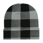 Decky 8027 Buffalo Plaid Long Beanie Knit Cap