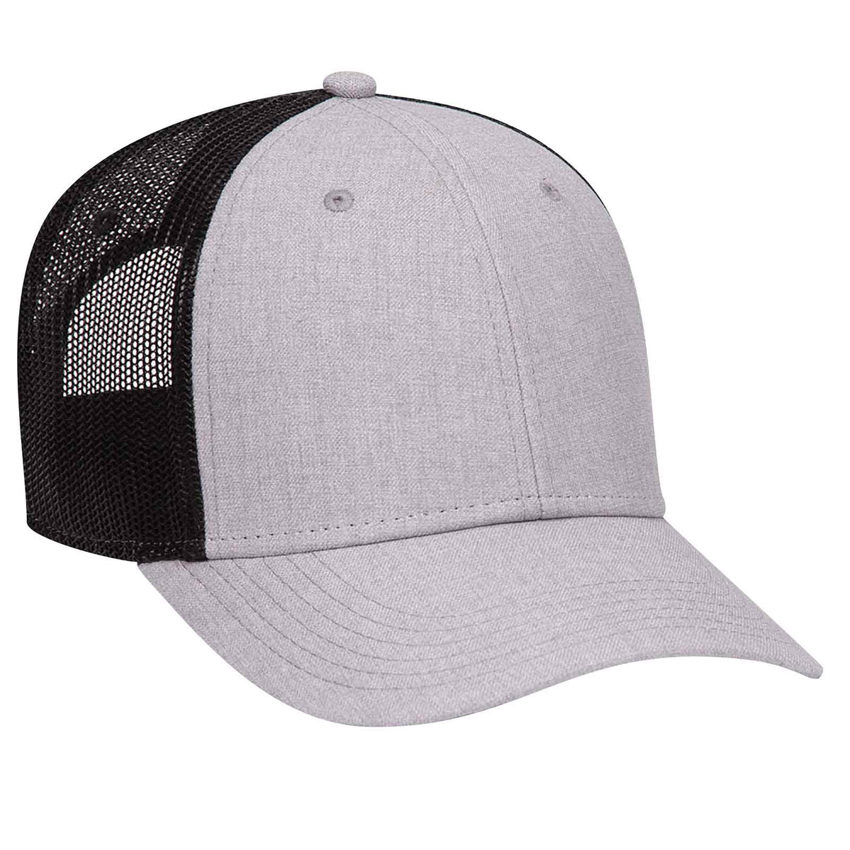 Unbranded 6-Panel Curve Trucker Hat, Blank Mesh Back Cap, H.Grey/Black