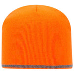 Otto 9 Inch Classic Knit Beanie w/ Reflective Stripe, Acrylic Knit Cap - 91-1237