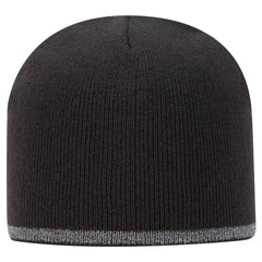 Otto 9 Inch Classic Knit Beanie w/ Reflective Stripe, Acrylic Knit Cap - 91-1237 -