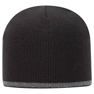Otto 9 Inch Classic Knit Beanie w/ Reflective Stripe, Acrylic Knit Cap - 91-1237 -