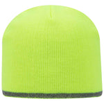 Otto 9 Inch Classic Knit Beanie w/ Reflective Stripe, Acrylic Knit Cap - 91-1237