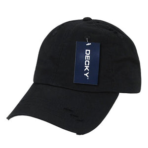 Decky 959 - 6 Panel Low Profile Relaxed Vintage Dad Hat, Distressed Dad Cap -