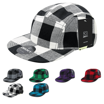 Decky 984 5-Panel Racer Racing Jockey Hat, Camper Cap Buffalo Plaid